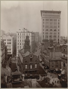 Boston, Massachusetts. State and Court Streets showing rear of Old State House