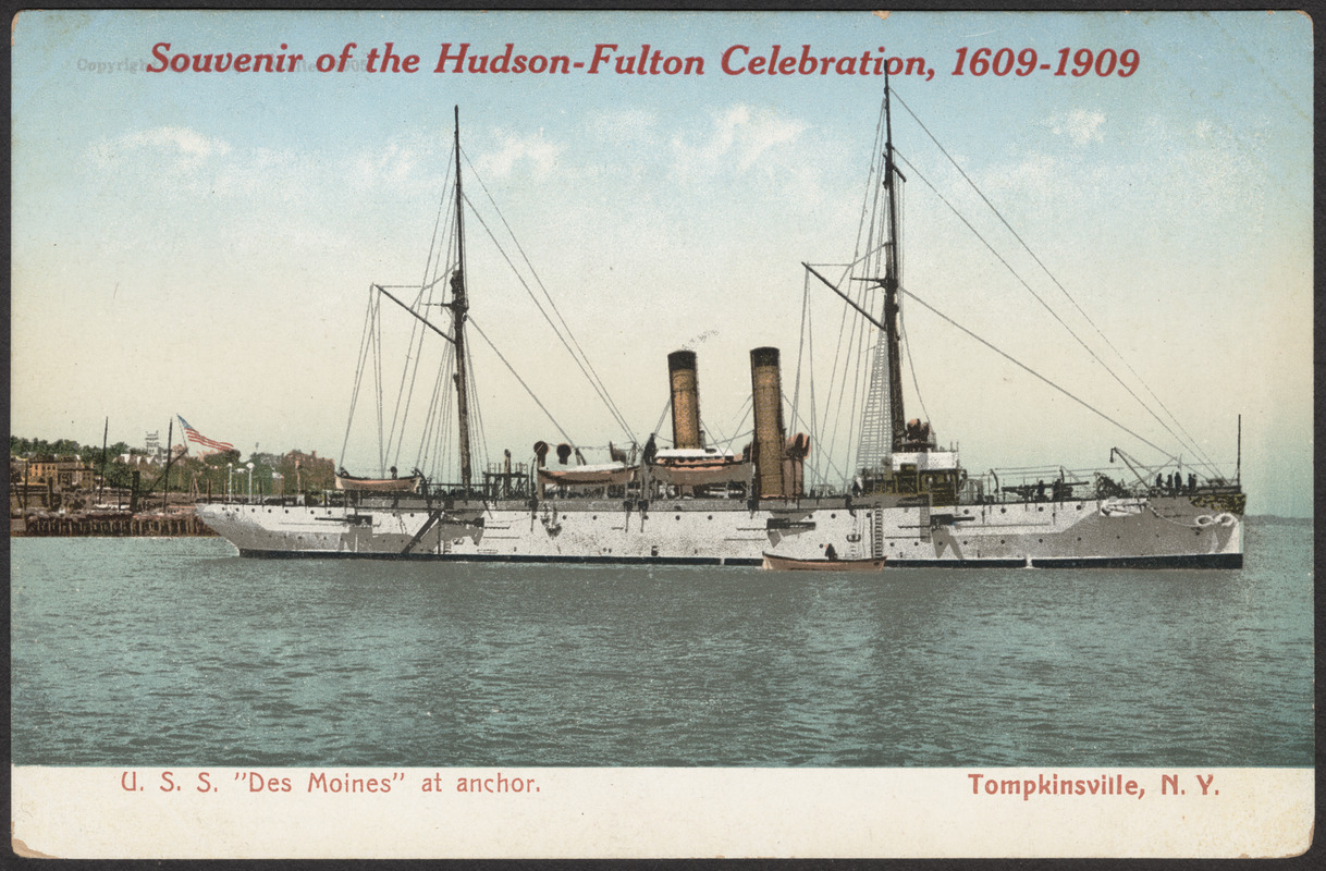 Fanion Vintage "Hudson Fulton Celebration 1609-1909" - Motif Bateau à Vapeur Clermont, Original, Ancien