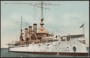 U.S. Battleship "New Jersey." 812 officers and men, length 435 feet, main battery 24 guns