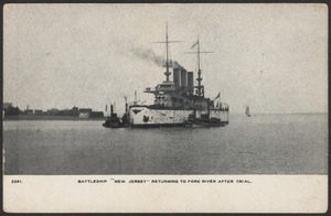 Battleship "New Jersey" returning to Fore River after trial