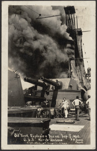 Oil tank explosion scene, Sep. 8, 1910, U.S.S. North Dakota