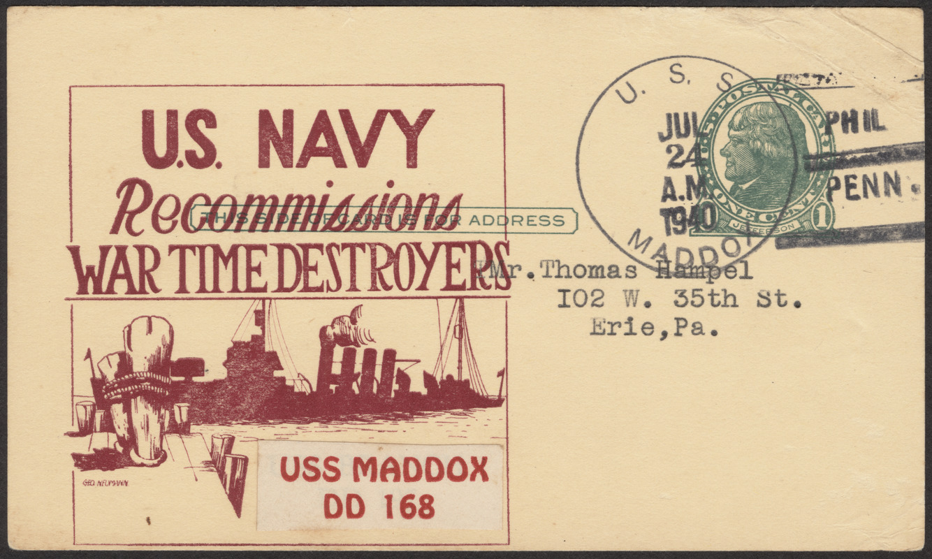 U.S. Navy recommissions war time destroyers, USS Maddox DD 168