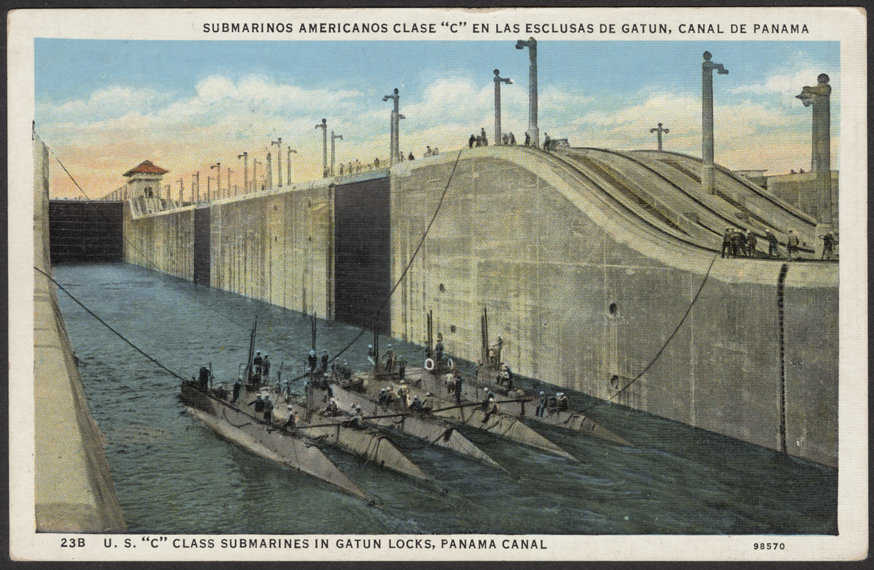 U.S. "C" class submarines in Gatun Locks, Panama Canal