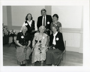 Abbot Academy Association: Standing: Carol Hardin Kimball '53, Ted Sizer, Betsy Bruns Eaton; seated: Mindy Nutting, Beverly Brooks Floe, Nancy Sizer