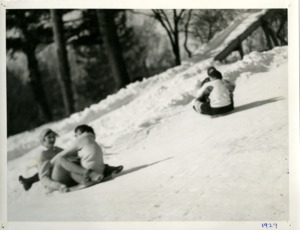 Abbot Academy students sledding at Intervale