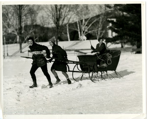 Student-drawn sleigh at Intervale