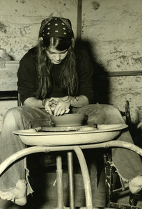 Virginia Carter '73 in ceramics studio
