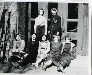 Abbot Academy Ski Club: Shirley Ritchie and students including Bizzy Bartelink (President), Chris Stern, Nat Ware, Carolyn Holcomb Damp