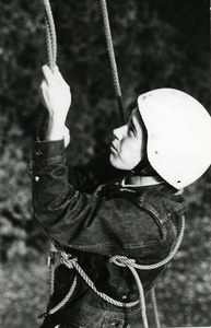 Abbot Academy student with hard hat