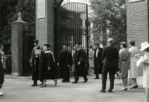 Abbot Academy Commencement faculty procession inculding Theodore Sizer, Carolyn Goodwin, Phillip Allen