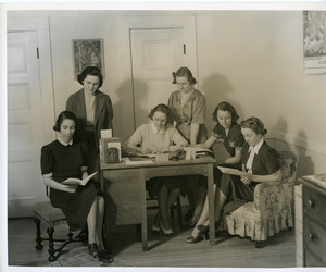 Abbot Academy Courant Editorial Board: Margaret Comstock, Editor-in-chief; Constance Thurber, Frances Cross, Marjory Hill , Literary Editors; Katharine Harris, Business Editor; Marjorie Coll, Art Editor