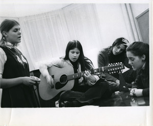 Abbot Academy students with guitar
