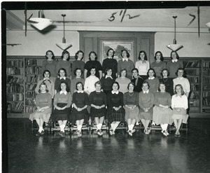 Abbot Academy Senior-Mid Class: back row: E. Hollister, E. Smith, J. Wilson, M. Williams, P. Eveleth, H. Moore, H. Glidden, C. Burton, P. Jackson; second row: C. Gomez, B. Berkey, J. Wilcox, E. Hitzrot, J. Van Eman, P. Bushnell, E. Stern, J. Bowden, H. Marvell, D. Schoonmaker; first row: B. Hekma, A. Clark, C. Benedict, A. Taylor, S. Martin, H. Van Dusen, N. Edmonds, B. Boyle, M. goodnow