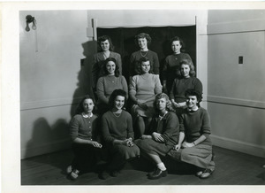 Abbot Academy Dramatic Society: back row: Macartney, N. Brumback, Huntington; second row: Kolins, Treadway, Chivers (President); front: Kay, Adkins, Clemens, McIvor