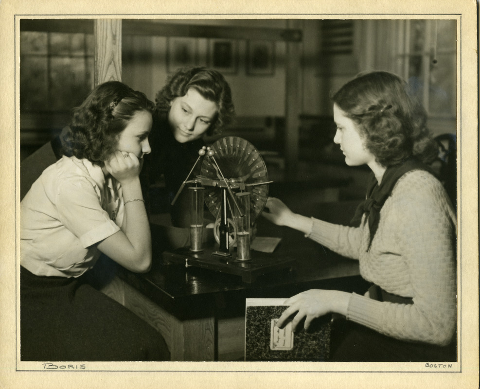 Abbot Academy Physics class: Diana Hope Greene, Martha Elizabeth Ransom, Elise Duncan