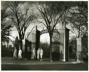 Abbot Academy students entering Merrill Memorial Gate
