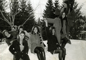 Wendy Ewald and classmates atop snow