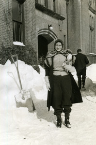 Abbot Academy student in snow scene