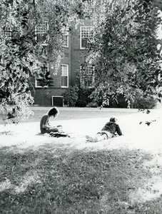 Abbot Academy students studying on lawn