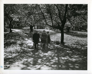 Abbot Academy students walking on campus in autumn