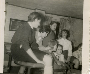 Abbot Academy students in dorm lounge