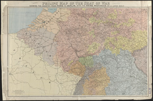 Philips' map of the seat of war shewing the country from Paris to Berlin, with the Rhine Provinces on a large scale