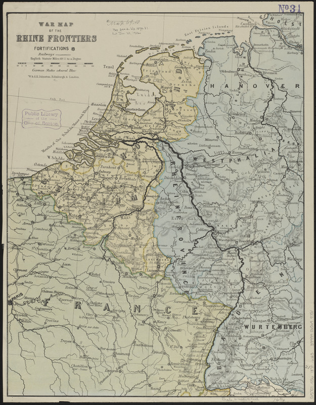 War map of the Rhine frontiers