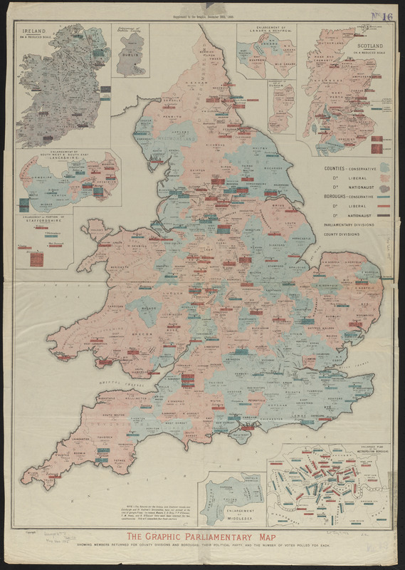 The Graphic parliamentary map showing members returned for county divisions and boroughs
