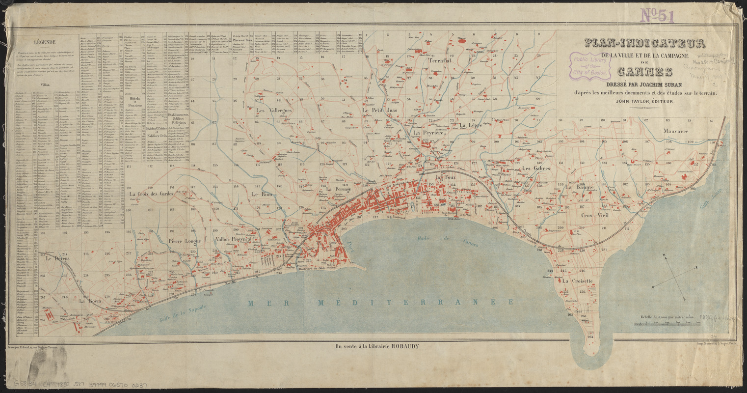 Plan-indicateur de la ville et de la campage de Cannes