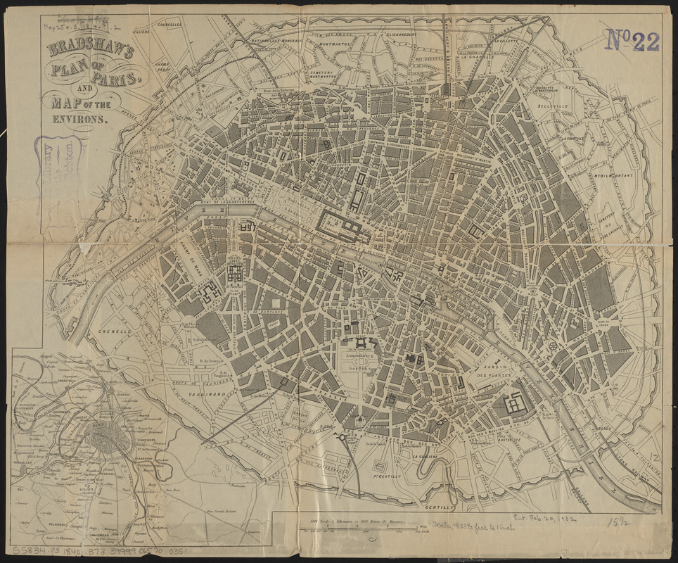 Bradshaw's plan of Paris, and map of the environs