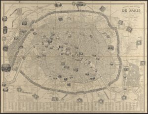Nouveau plan illustré de la ville de Paris avec le système complet de ses fortifications et forts détachés, et des communes de la banlieue