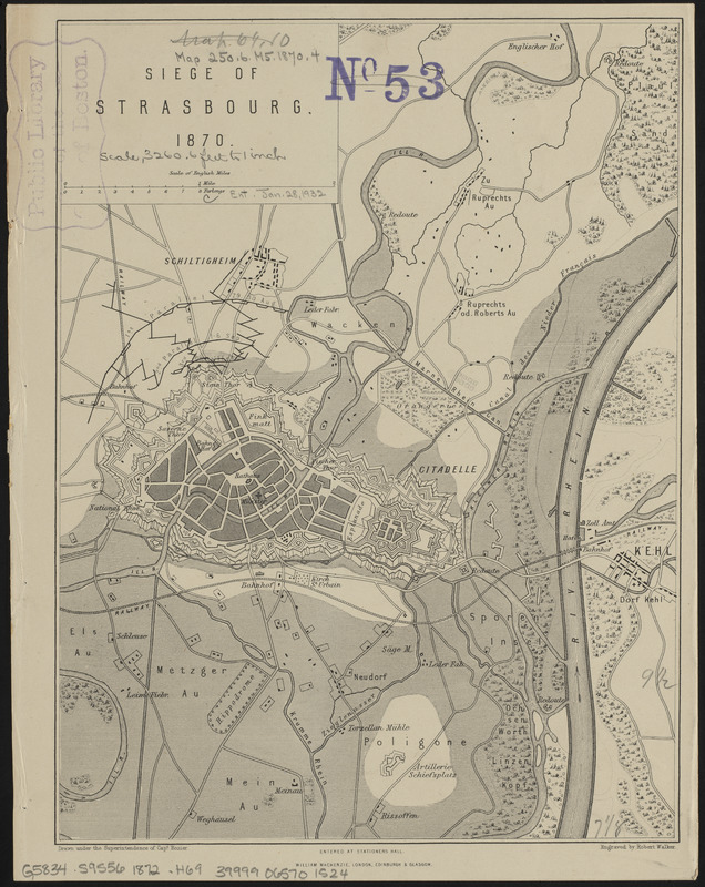 1890 Vintage Map of Siege of Strasbourg