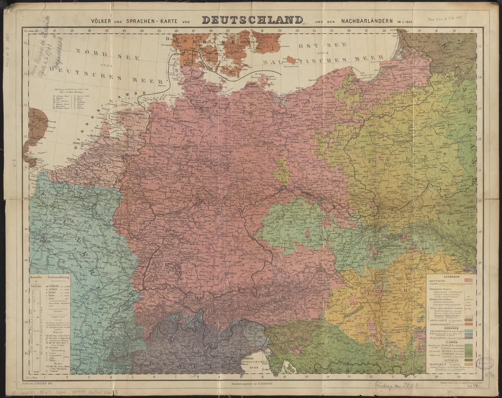 Völker und sprachen-karte von Deutschland und den nachbarländern im j. 1867