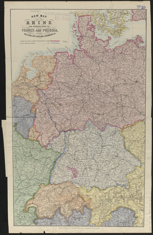 New map of the Rhine and borderlands of France and Prussia, shewing Belgium, Switzerland, Luxemburg, &c.