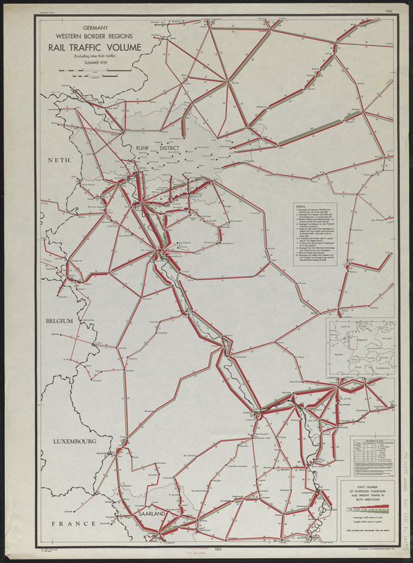 Germany western border regions rail traffic volume (excluding inter-Ruhr traffic) summer 1939