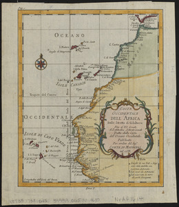 Costa occidentale dell' Africa dallo Stretto di Gibilterra fino al XI grado di latitudine settentrionale tratta dalla carta dell' Oceano Occidentale