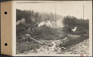 Contract No. 19, Dam and Substructure of Ware River Intake Works at Shaft 8, Wachusett-Coldbrook Tunnel, Barre, view of construction from fill near Shaft 8 looking southwest, Barre, Mass., Oct. 14, 1929