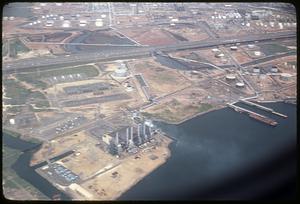 Aerial view of industrial buildings