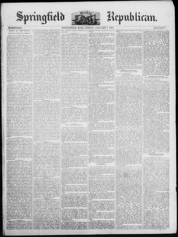 Springfield Weekly Republican. January 07, 1876 - Digital Commonwealth