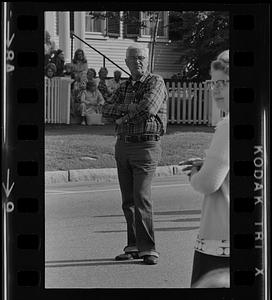 Man waiting for President Ford in Exeter, New Hampshire