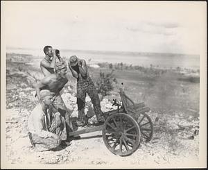 After the marines captured this mountain gun from the [Japanese] on Saipan, they put it into use during the attack on Garapan