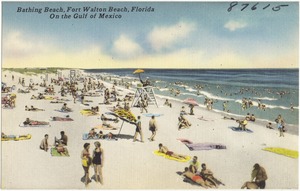 Bathing beach, Fort Walton Beach, Florida. On the Gulf of Mexico