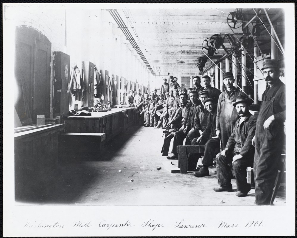 Washington Mills carpenter shop. Lawrence, Ma. 1901 Digital Commonwealth
