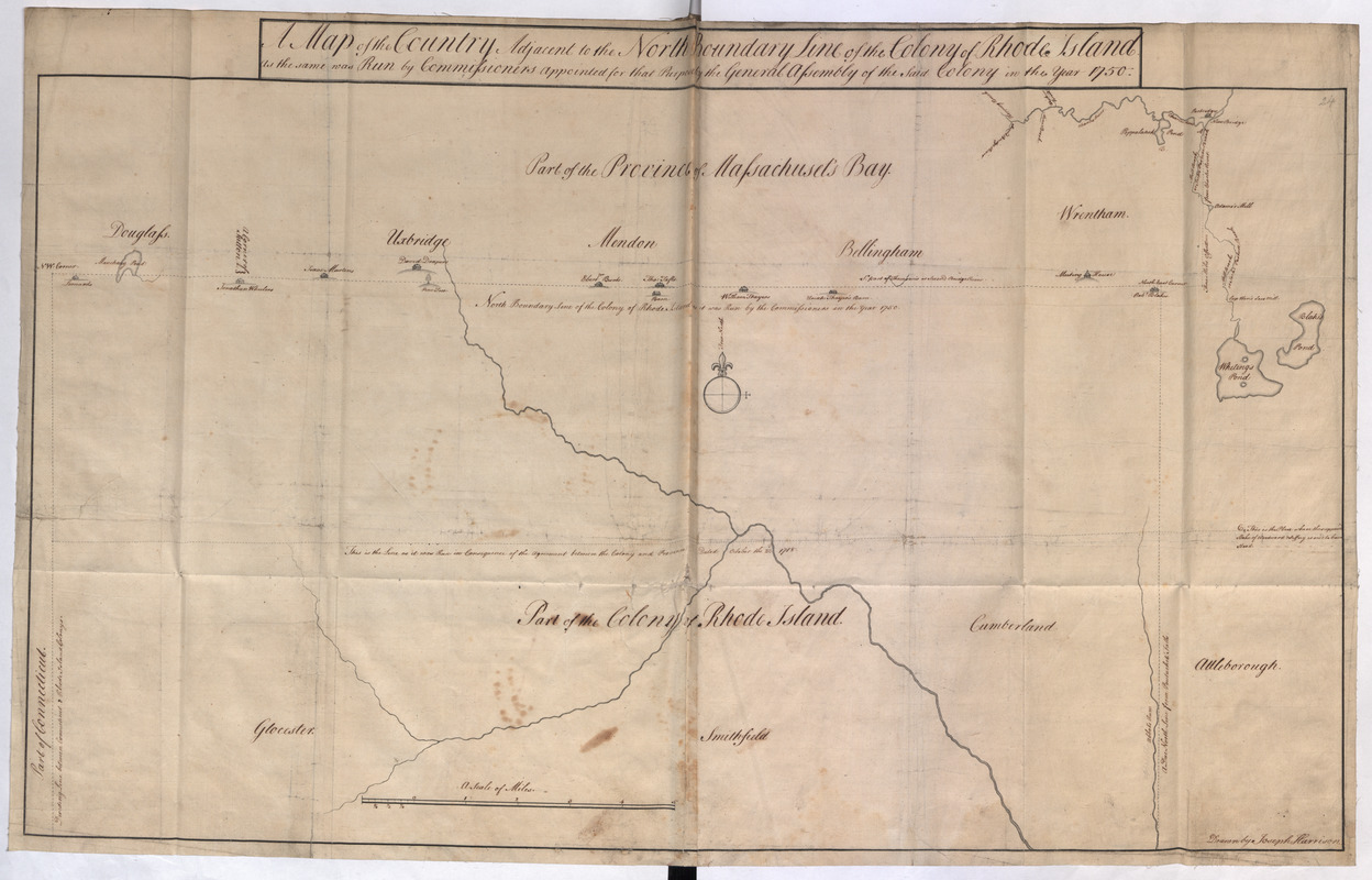 A Map of the Country Adjacent to the North Boundary Line of of the Colony of Rhode Island as the same was Run by Commissioners appointed for that Purpose by the General Asssembly of the Said Colony in the year 1750