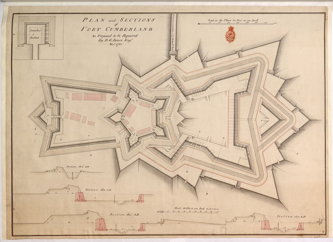 PLAN and SECTIONS of FORT CUMBERLAND As Proposed to be Repaired