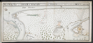 Plan Of the Fort and ATTACK of NIAGARA, and road leading To the ENGLISH Landing place, Also the Action Where the FRENCH were DEFEATED