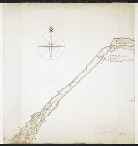 Lake Ontario & River S.t Laurence from the Lake to Fort William Augustus in Three Rivers, this was taken from a French Draft that was on Board the Prise Williamson belonging to Monsr La Broquerie [middle sheet]