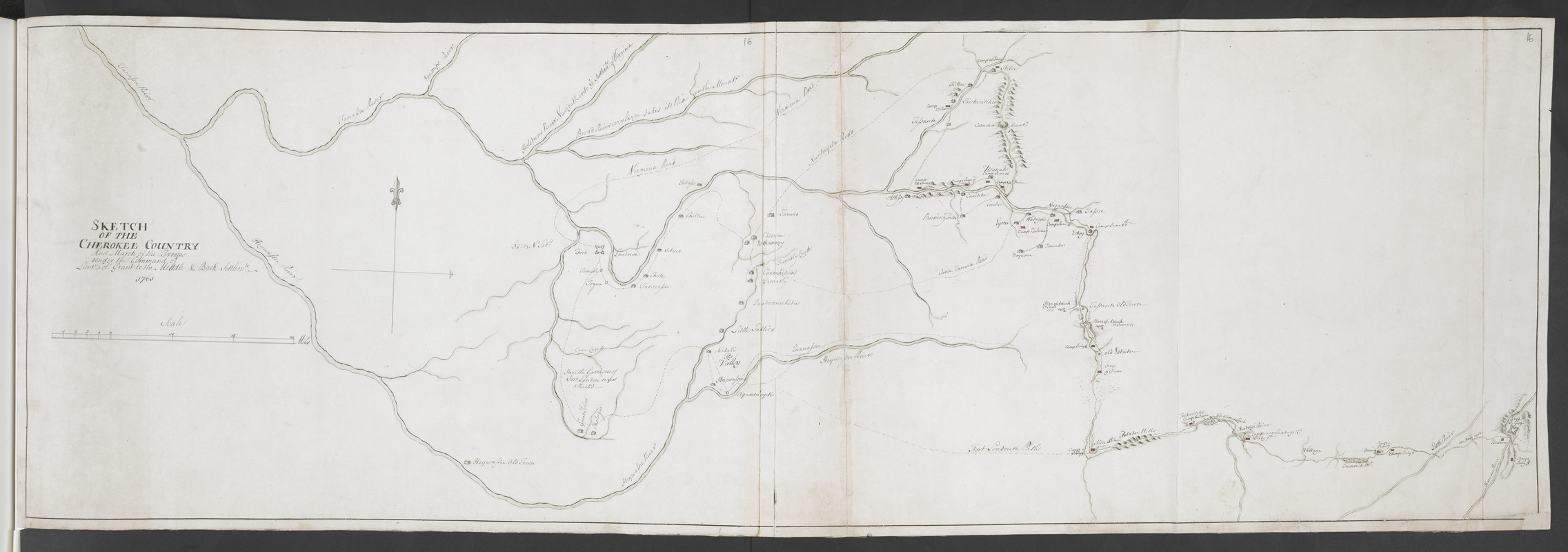 SKETCH OF THE CHEROKEE COUNTRY And March of the Troops Under the Command of Luet. Col. Grant to the Middle & Back Settlem:ts. 1761
