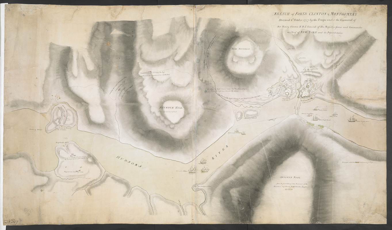 SKETCH of FORTS CLINTON & MONTGOMERY Stormed 6.th October 1777 by the Troops under the Command of Sir Henry Clinton K.B. L.t General of His Majesty's forces and Commander in Chief of NEW YORK and its Dependencies