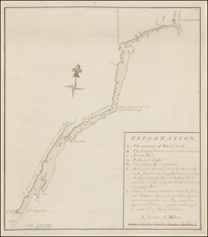 [A map of Lake George from Fort William Henry to Ticonderoga]